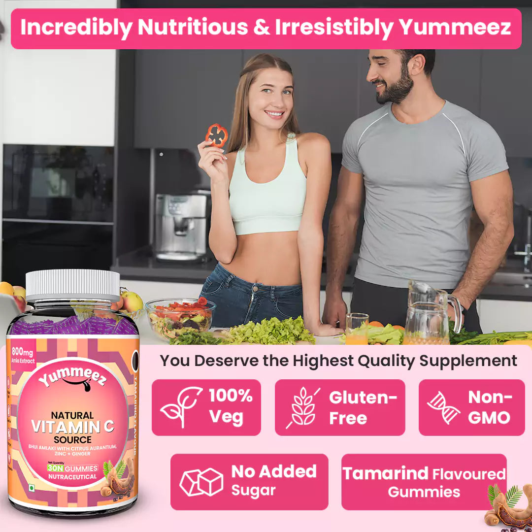 Natural Vitamin C Gummies with Amla & Zinc (Tamarind Flavour)