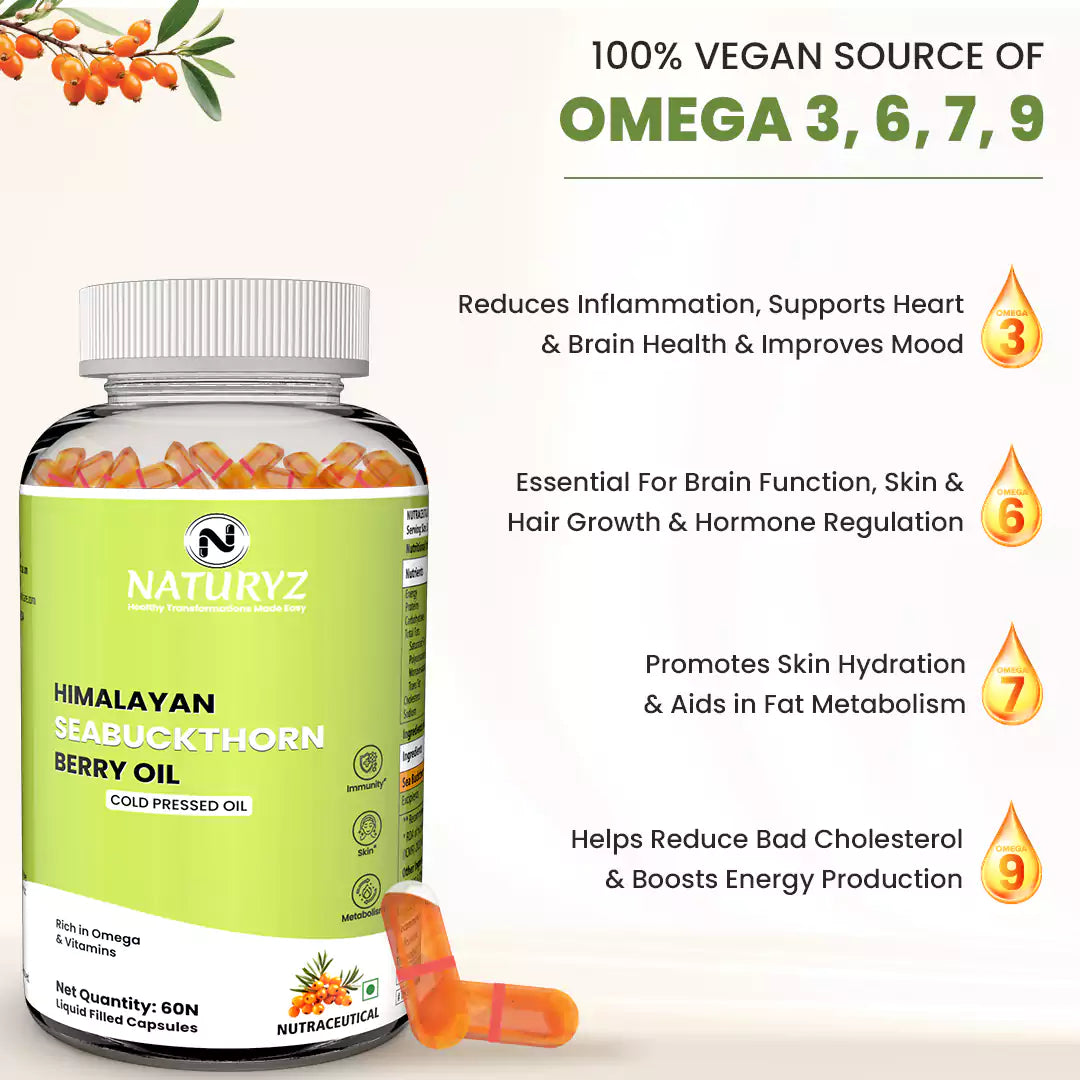 Himalayan Sea Buckthorn Berry Oil Triple Strength 1120mg 60 Liquid Fill Capsules