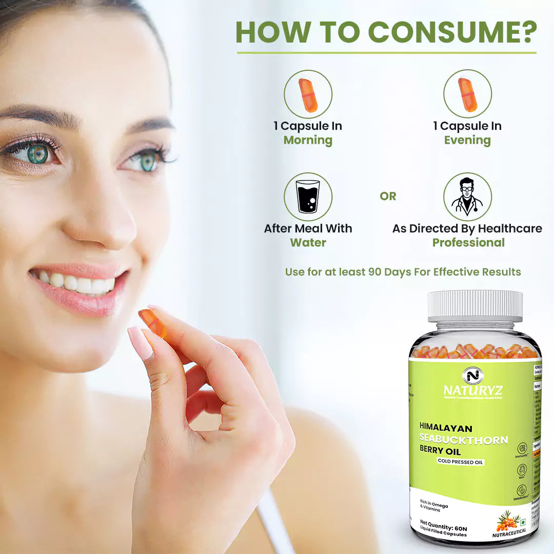 Himalayan Sea Buckthorn Berry Oil Triple Strength 1120mg 60 Liquid Fill Capsules