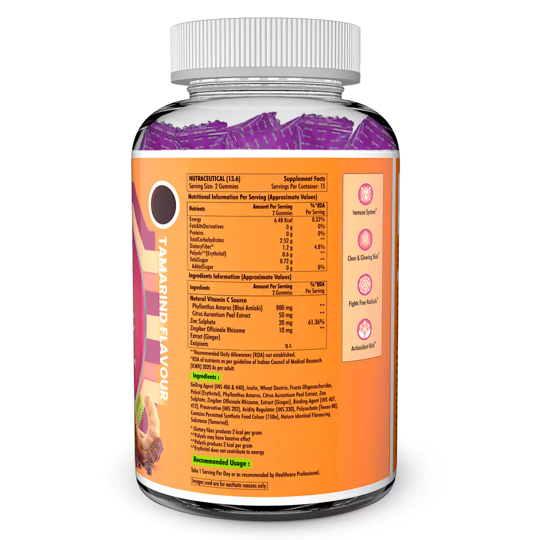 Natural Vitamin C Gummies with Amla & Zinc (Tamarind Flavour)
