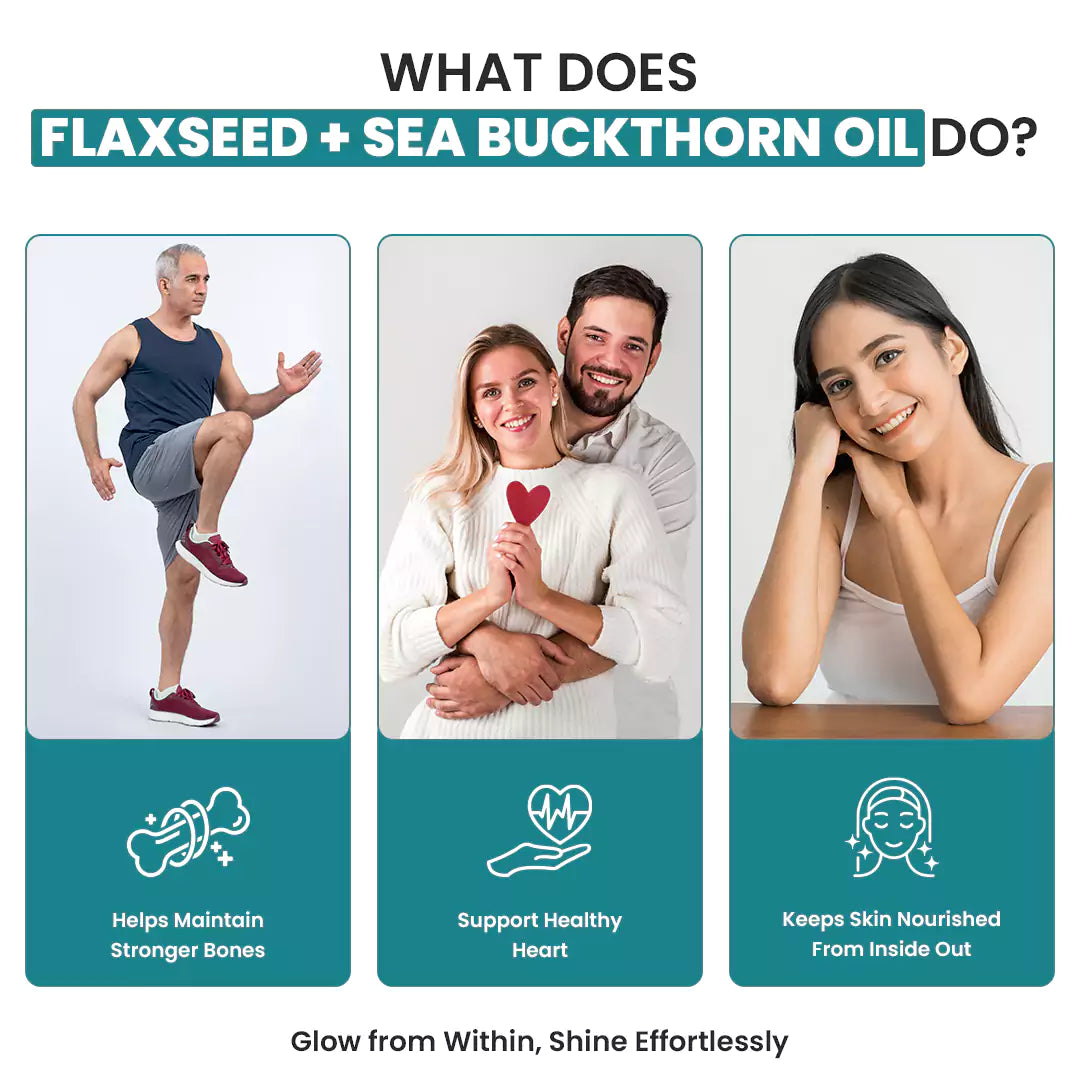 Vegetarian Omega 3 Flaxseed + Sea buckthorn Oil Capsules 1120mg 60 Liquid Fill Capsules