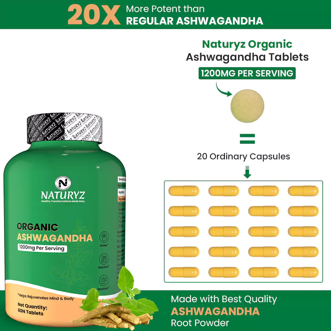 Organic Ashwagandha Tablets (1200mg) For Energy Support – Naturyz