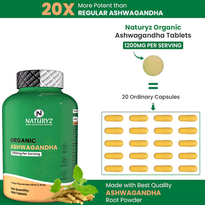 Organic Ashwagandha Highest Strength 1200mg tablets