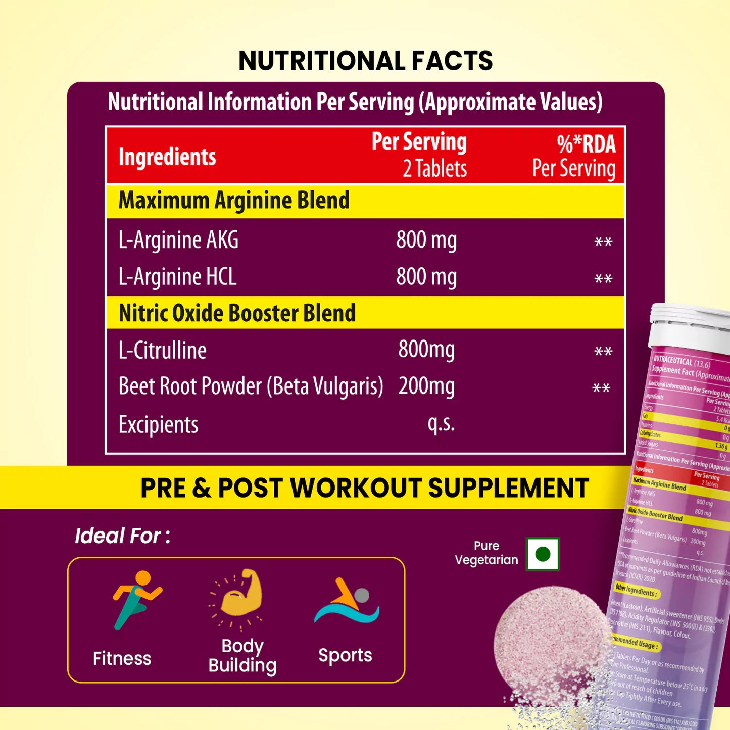 L Arginine Max 2600mg Effervescent  - 15 Tablets