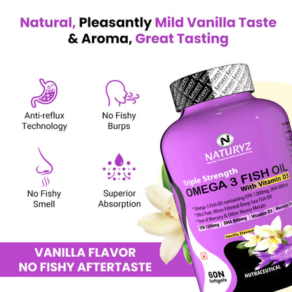 Triple Strength Fish Oil with Vitamin D3 - 60 Softgels