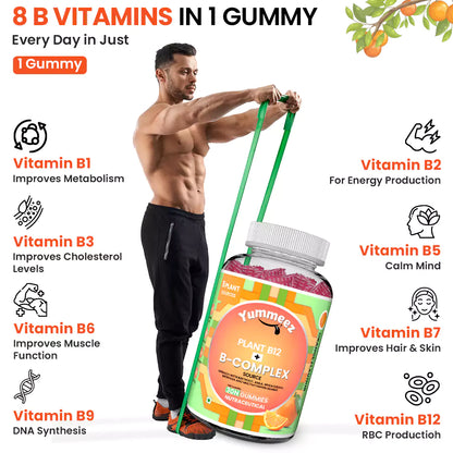 Plant-Based Vitamin B12 + B Complex Multivitamin Gummies (Orange Flavour)