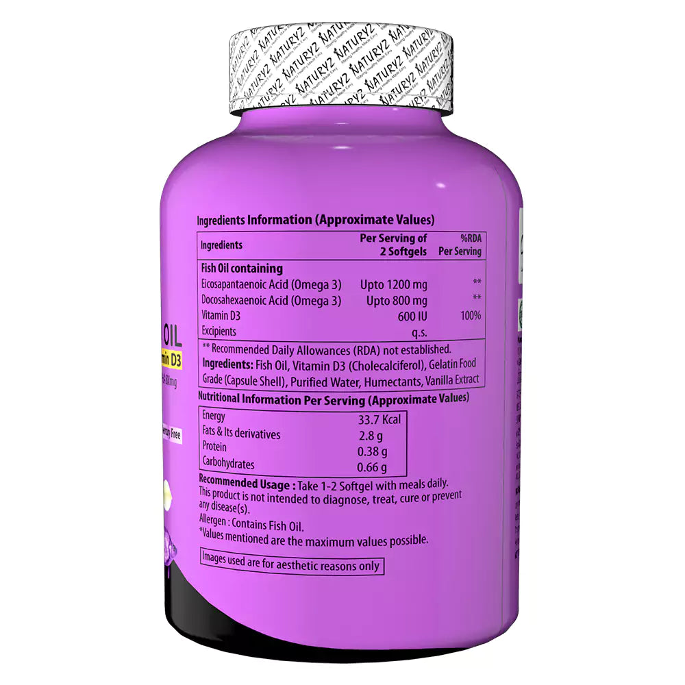 Triple Strength Fish Oil with Vitamin D3 - 60 Softgels