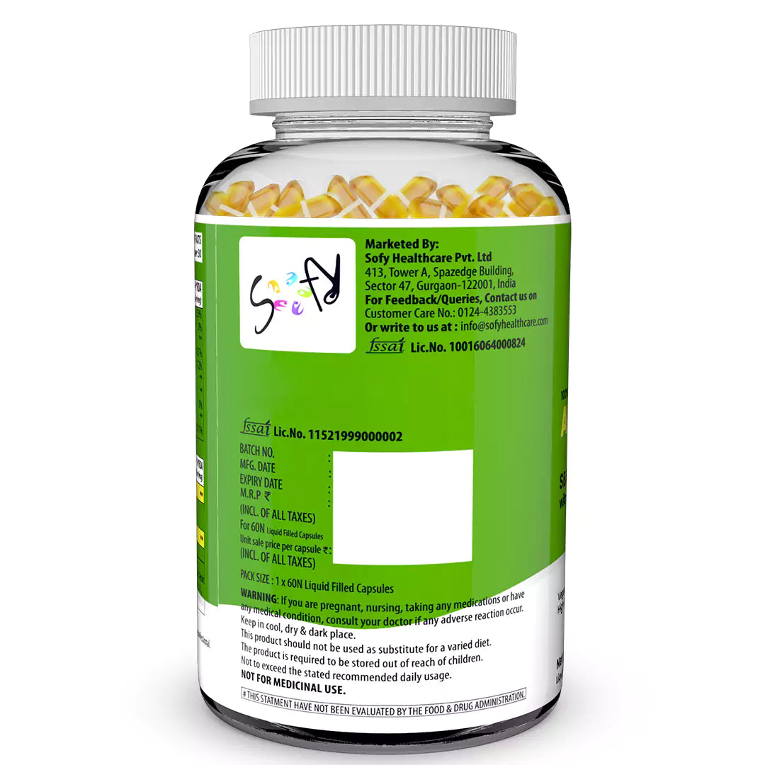 Vegetarian Omega 3 Algae + Sea buckthorn Oil Capsules 1120mg 60 Liquid fill Capsules