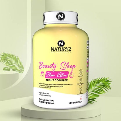 Beauty Sleep Skin Glow with Valerian Root | Marine Collagen for Hydration, Elasticity & Radiance - Veg Capsules