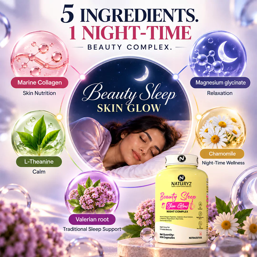 Beauty Sleep Skin Glow with Valerian Root | Marine Collagen for Hydration, Elasticity & Radiance - Veg Capsules