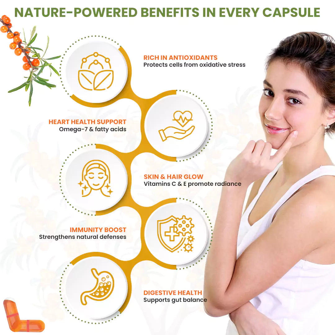 Himalayan Sea Buckthorn Berry Oil Triple Strength 1120mg 60 Liquid Fill Capsules
