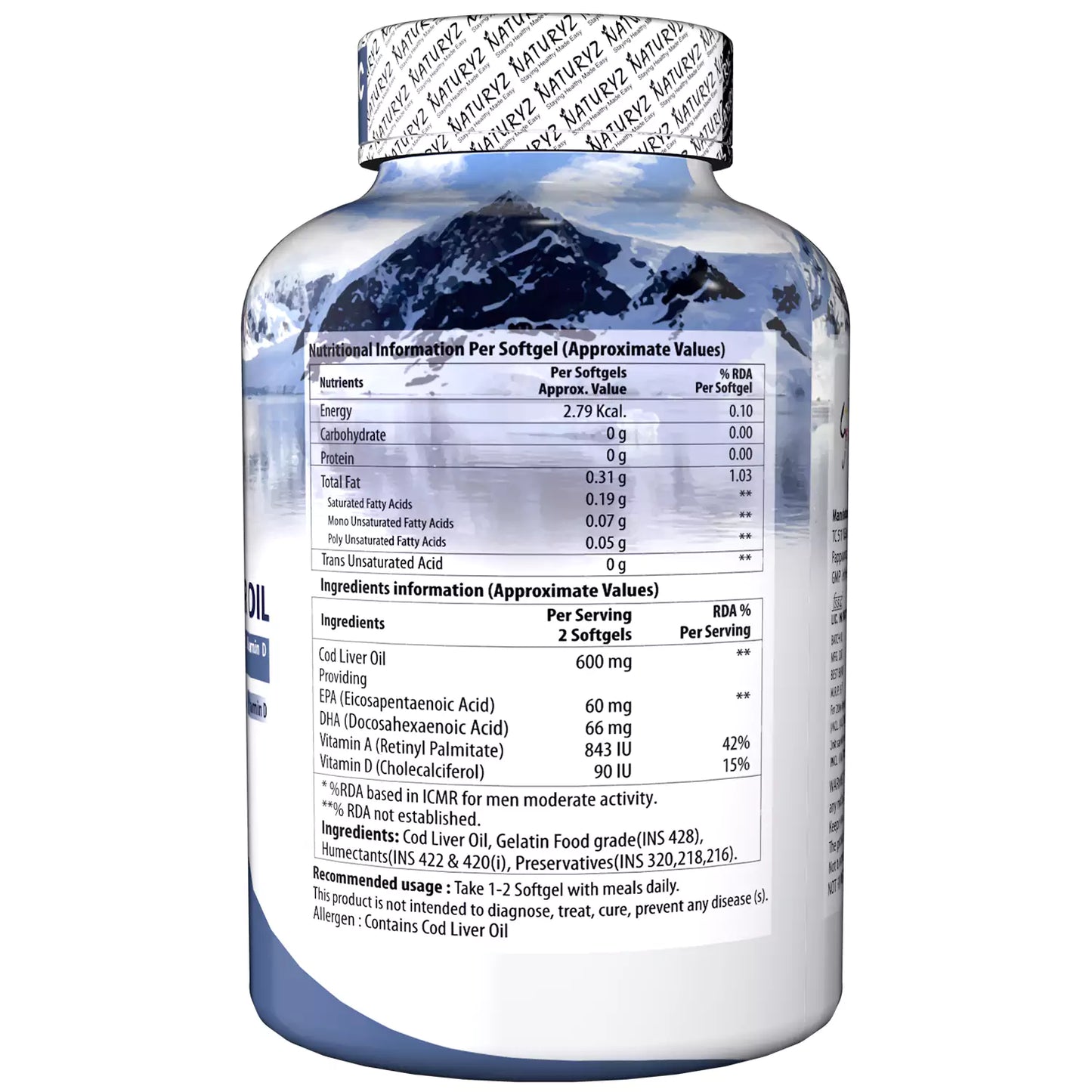 Imported Icelandic COD Liver Oil Capsules - 200 Softgels