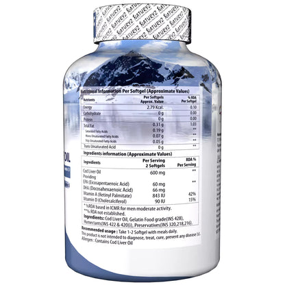 Imported Icelandic COD Liver Oil Capsules - 200 Softgels