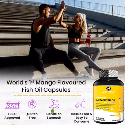 World's First Mango Flavored Triple Omega 3 Fish Oil - 60 Capsules