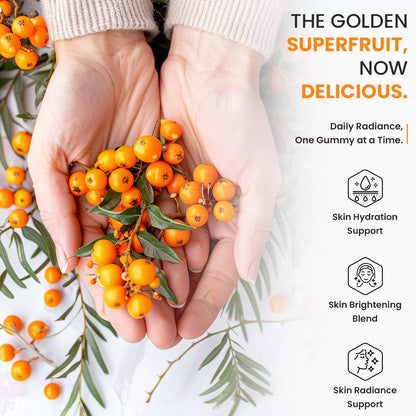 Sea Buckthorn Gummies with Vitamin C, Glutathione, Hyaluronic Acid, Vitamin E & Biotin