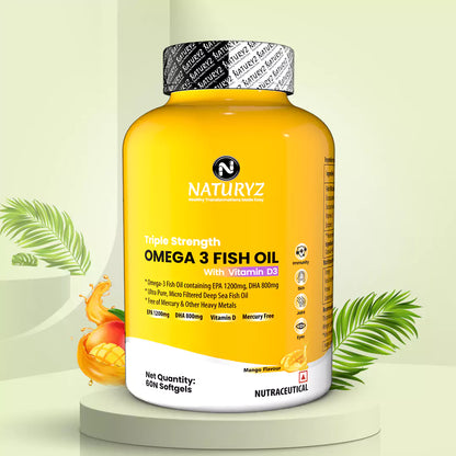 World's First Mango Flavored Triple Omega 3 Fish Oil - 60 Capsules