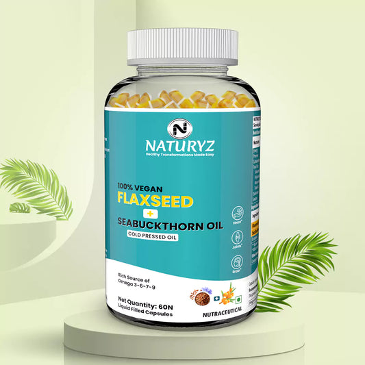 Vegetarian Omega 3 Flaxseed + Sea buckthorn Oil Capsules 1120mg 60 Liquid Fill Capsules