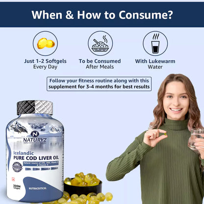 Imported Icelandic COD Liver Oil Capsules - 200 Softgels