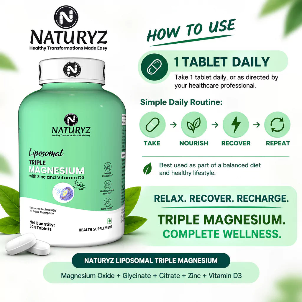 Liposomal Triple Magnesium supplement with Zinc & Vitamin D3 - Tablets