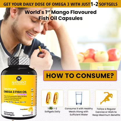 World's First Mango Flavored Triple Omega 3 Fish Oil - 60 Capsules
