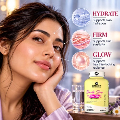 Beauty Sleep Skin Glow with Valerian Root | Marine Collagen for Hydration, Elasticity & Radiance - Veg Capsules