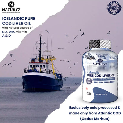 Imported Icelandic COD Liver Oil Capsules - 200 Softgels