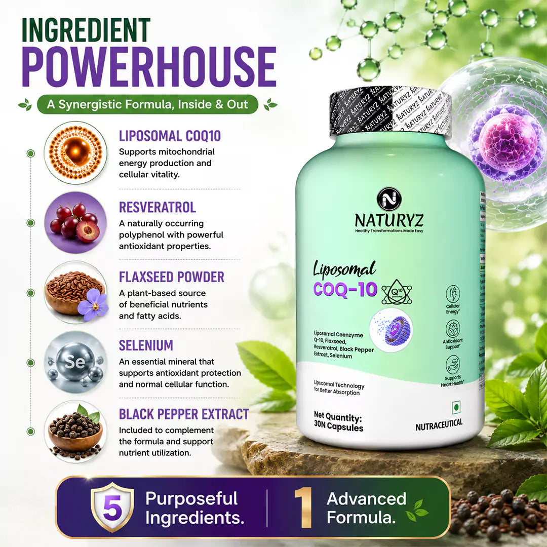 Liposomal CoQ10 with Flaxseed, Resveratrol & Selenium 30 Veg Capsules