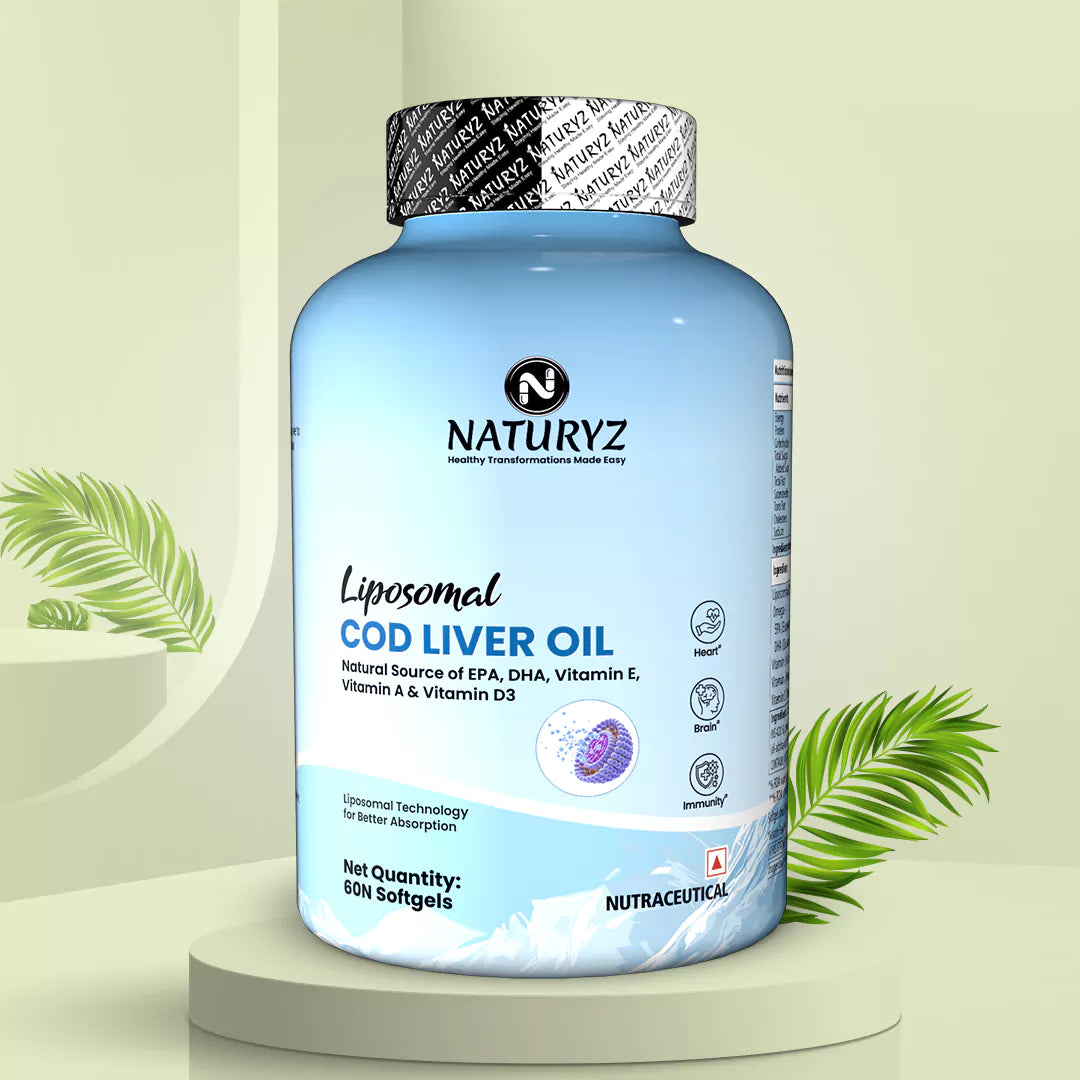 NATURYZ Liposomal Cod Liver Oil with Vitamins A, D3 & E | Daily Nutrition for Men & Women