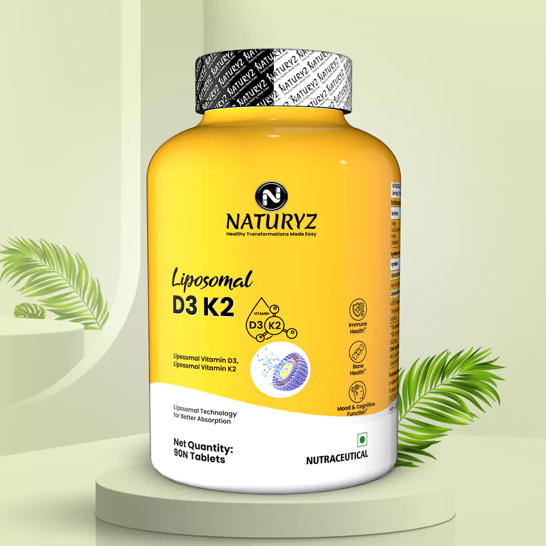 Liposomal Vitamin D3 K2 Supports Stronger Bones, Muscles, Immunity & Calcium Absorption - 90 Tablets