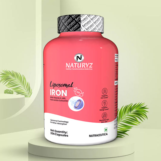 Liposomal Iron Capsules with Folic Acid, Vitamin B12, Vitamin C & Curcuma Longa | Iron Supplement for Men & Women