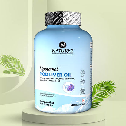NATURYZ Liposomal Cod Liver Oil with Vitamins A, D3 & E | Daily Nutrition for Men & Women