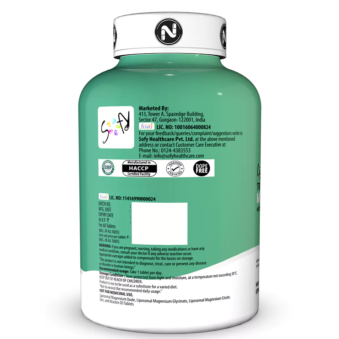 Liposomal Triple Magnesium supplement with Zinc & Vitamin D3 - Tablets