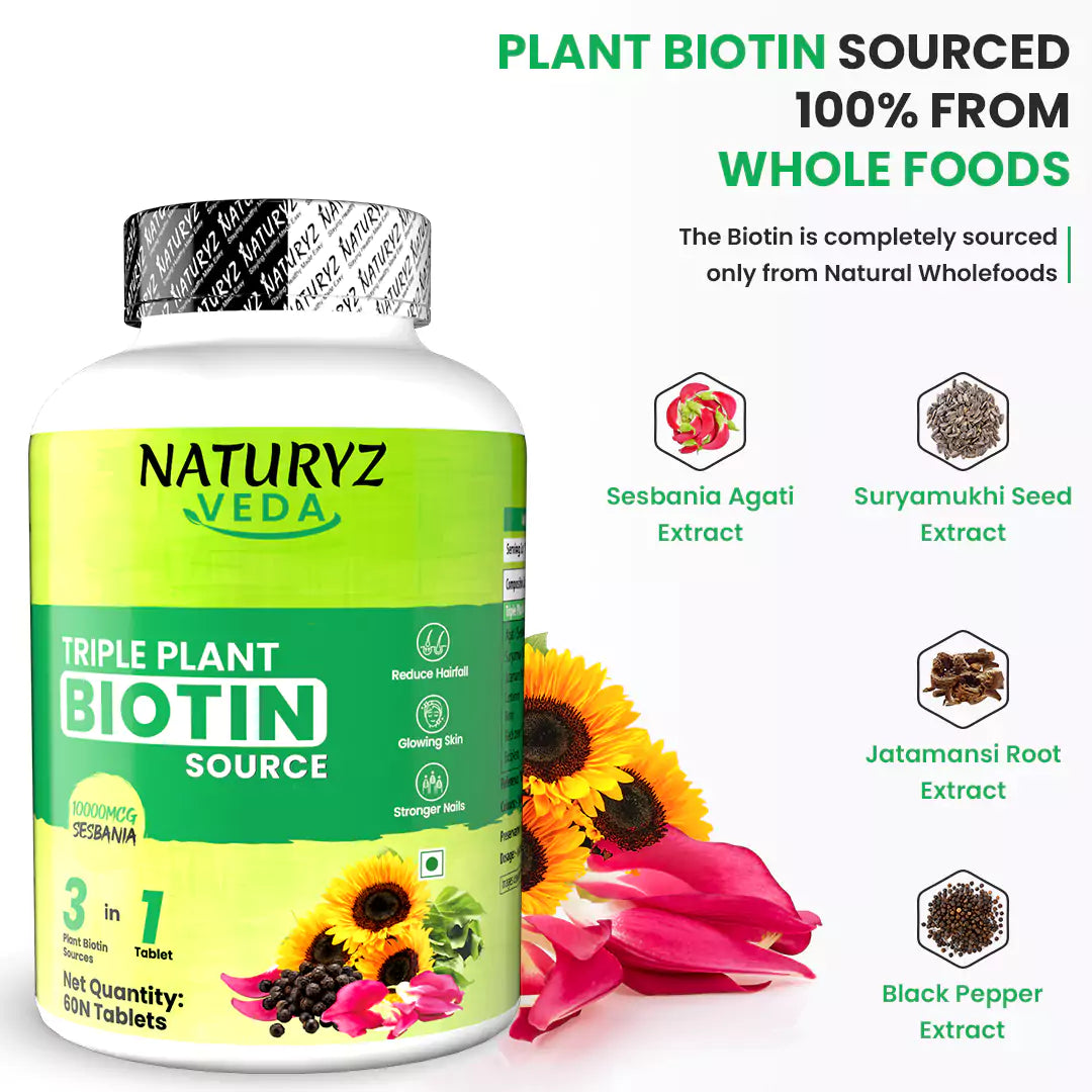 Natural Triple 100% Plant Biotin Source with Agati, Suryamukhi, Jatamansi