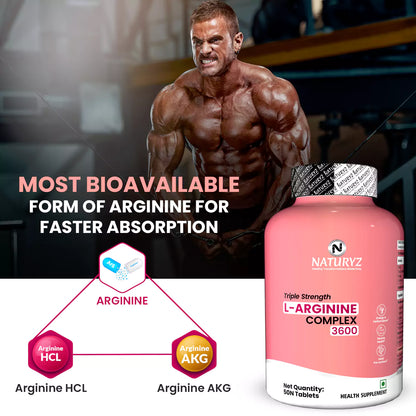 Triple Strength 3600mg L-Arginine Complex | Bioactive form Arginine AKG