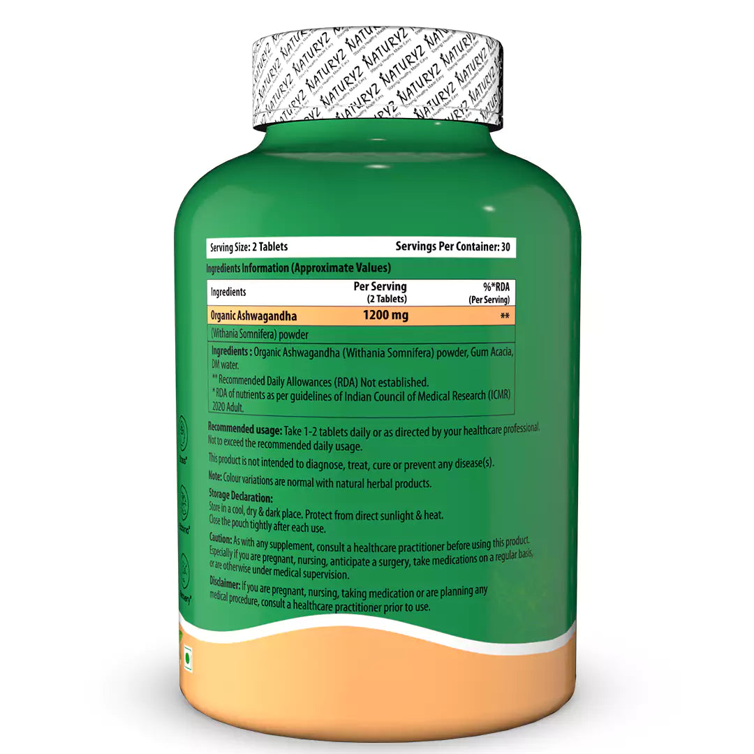 Organic Ashwagandha Highest Strength 1200mg tablets