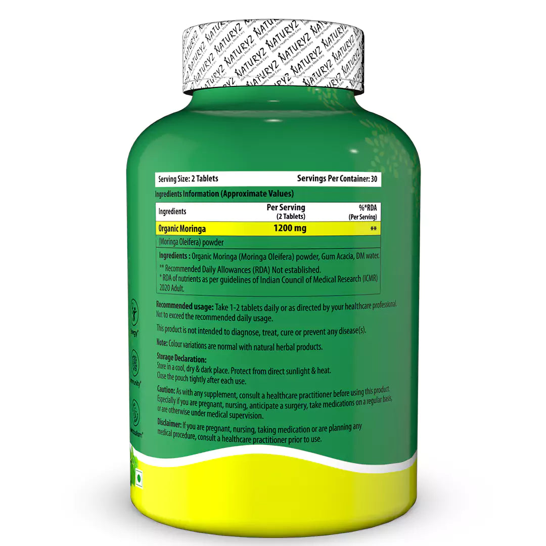 Organic Moringa Highest Strength 1200mg tablets