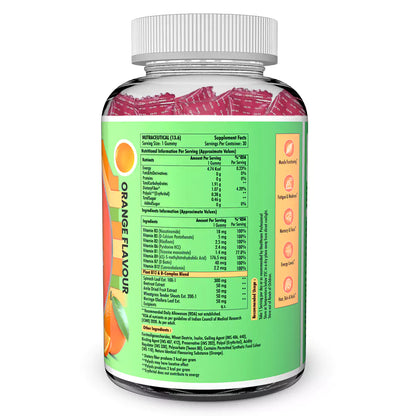 Plant-Based Vitamin B12 + B Complex Multivitamin Gummies (Orange Flavour)