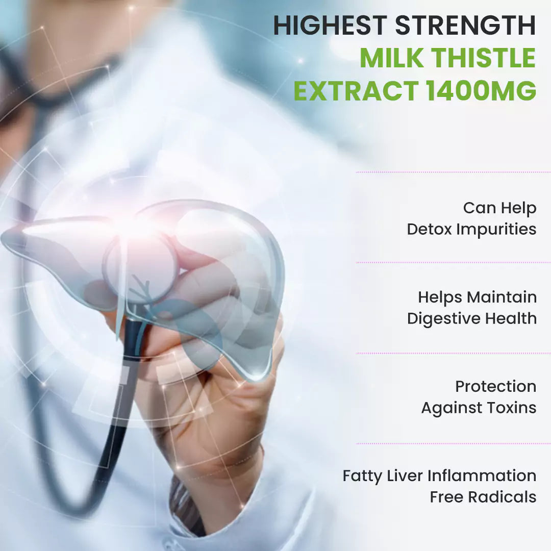 Extra Strength Milk Thistle 1400mg | Supports Liver Health & Natural Detox