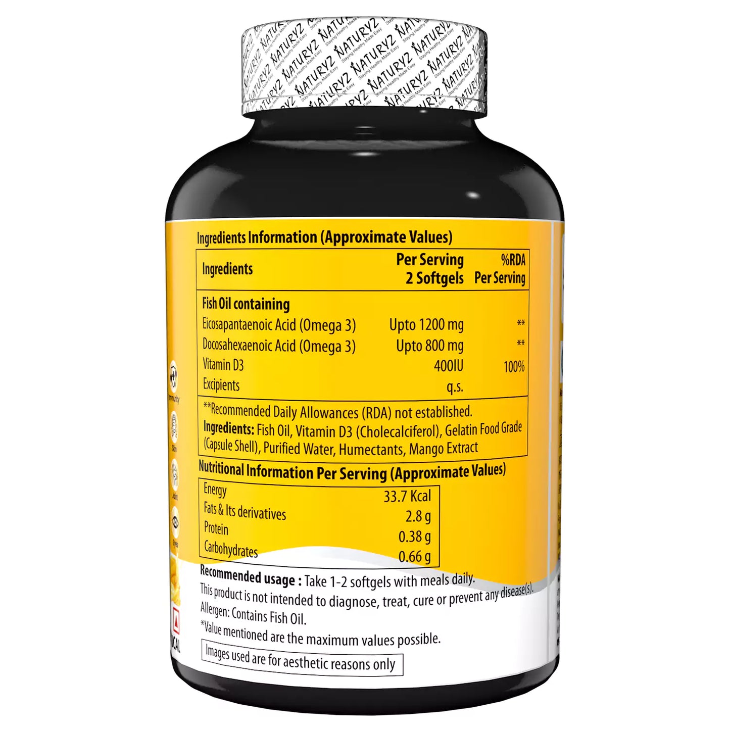 World's First Mango Flavored Triple Omega 3 Fish Oil - 60 Capsules
