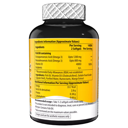 World's First Mango Flavored Triple Omega 3 Fish Oil - 60 Capsules
