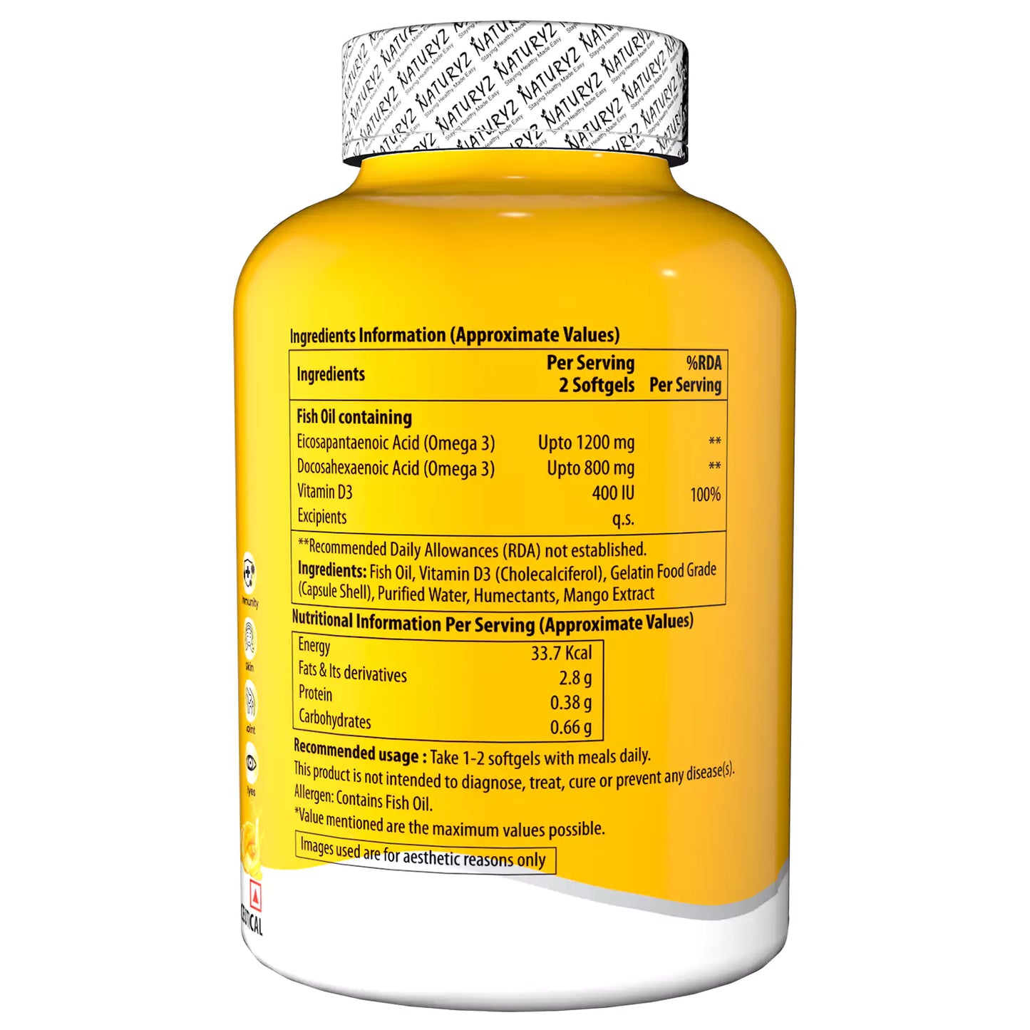 World's First Mango Flavored Triple Omega 3 Fish Oil - 60 Capsules