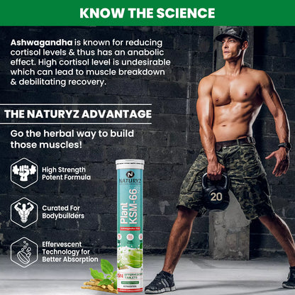 Plant KSM-66 For Muscle Recovery & Relieve Stress (Green Apple Flavour) - 15 Tablets