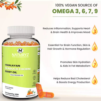 Himalayan Sea Buckthorn Berry Oil Triple Strength 1120mg 60 Liquid Fill Capsules