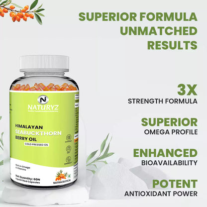 Himalayan Sea Buckthorn Berry Oil Triple Strength 1120mg 60 Liquid Fill Capsules