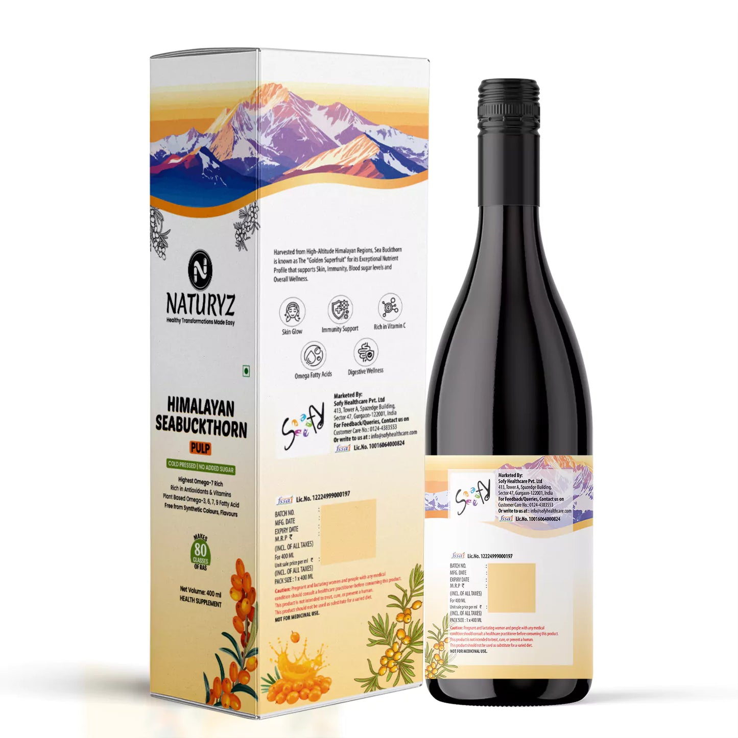 Himalayan Sea Buckthorn Pulp 400ml  | Makes 80 Glasses