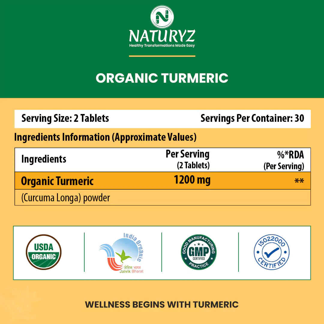 Organic Turmeric Highest Strength 1200mg tablets