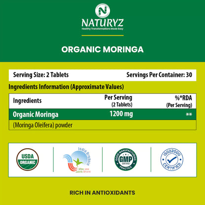 Organic Moringa Highest Strength 1200mg tablets