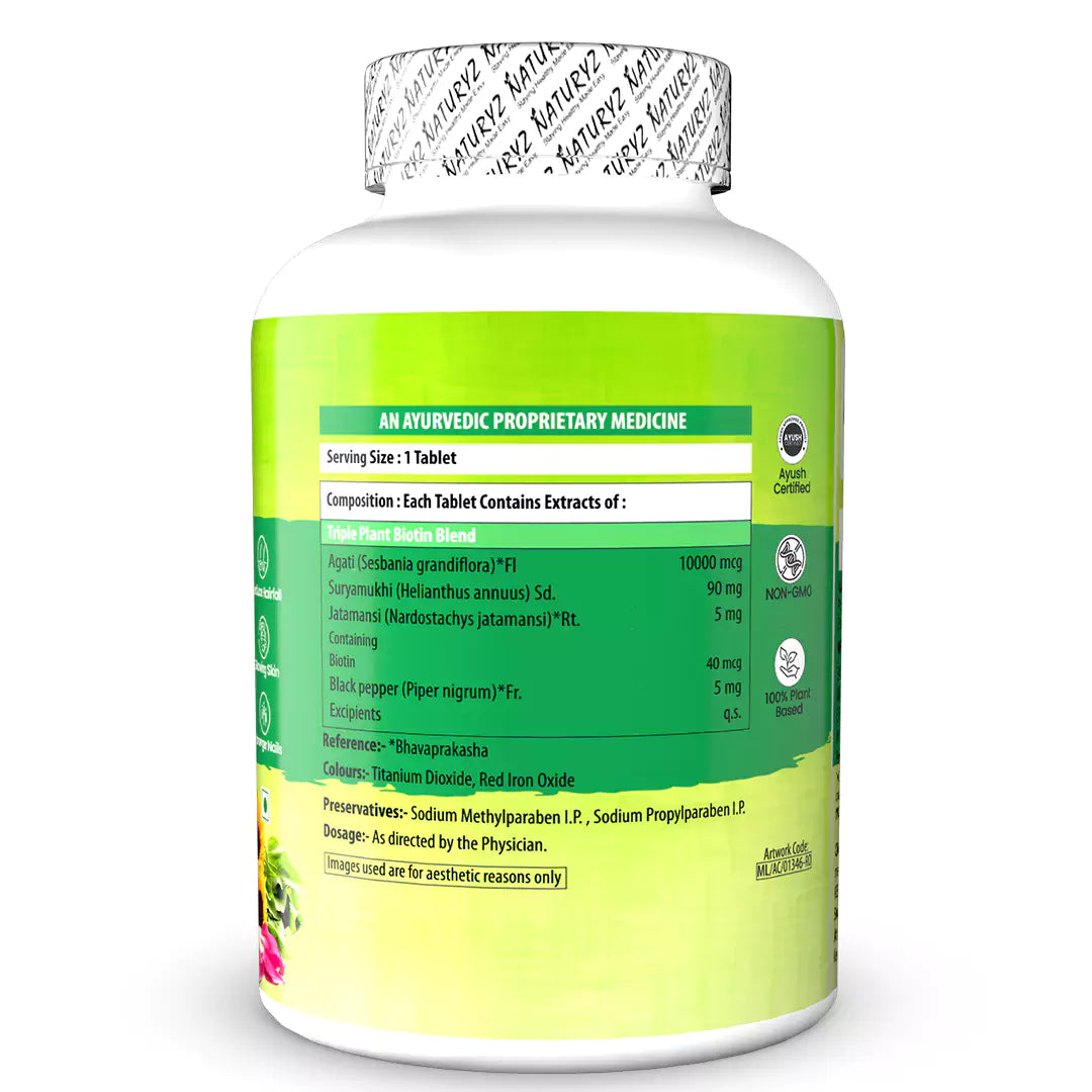 Natural Triple 100% Plant Biotin Source with Agati, Suryamukhi, Jatamansi