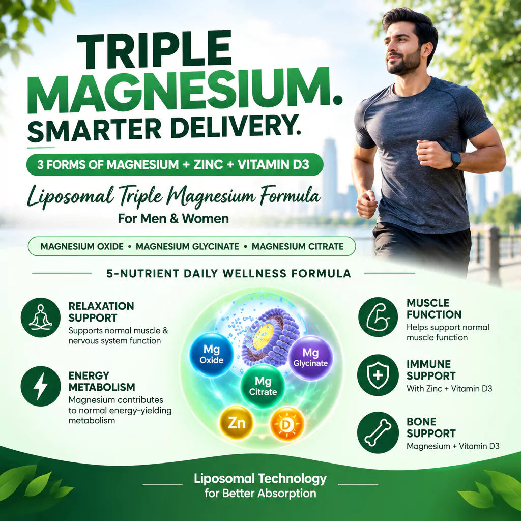 Liposomal Triple Magnesium supplement with Zinc & Vitamin D3 - Tablets