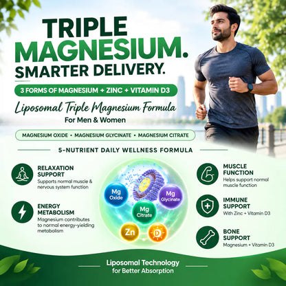 Liposomal Triple Magnesium supplement with Zinc & Vitamin D3 - Tablets